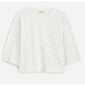 NWT Madewell Embroidered Wide-Sleeve Boxy Tee in XXS in white